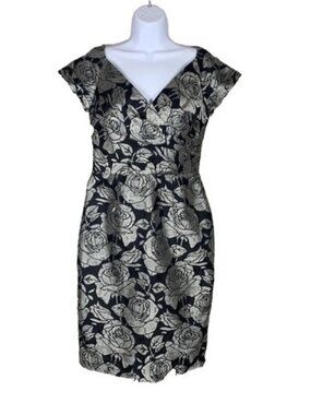 Womens Dress Size 6 Sherrie Bloom Peter Noviello SILVER Floral Brocade Cocktail